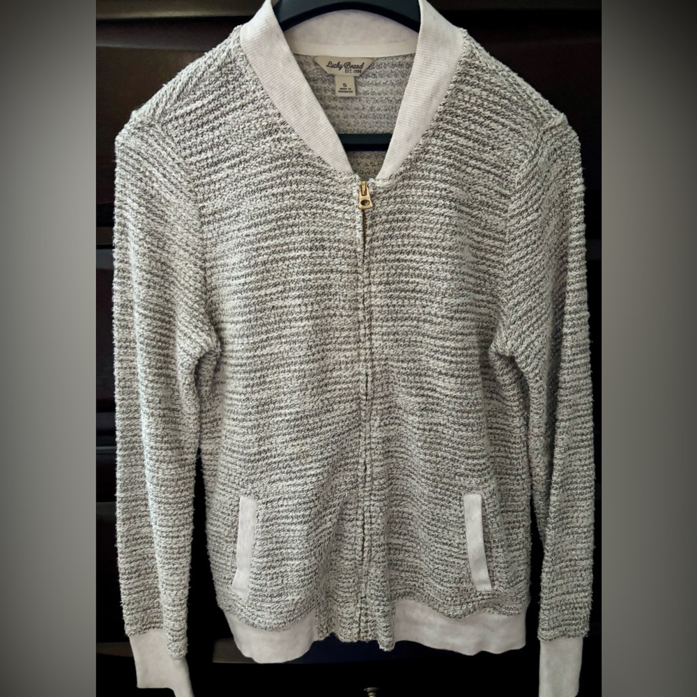Lucky Brand metallic bomber style cardigan S -MSRP $119